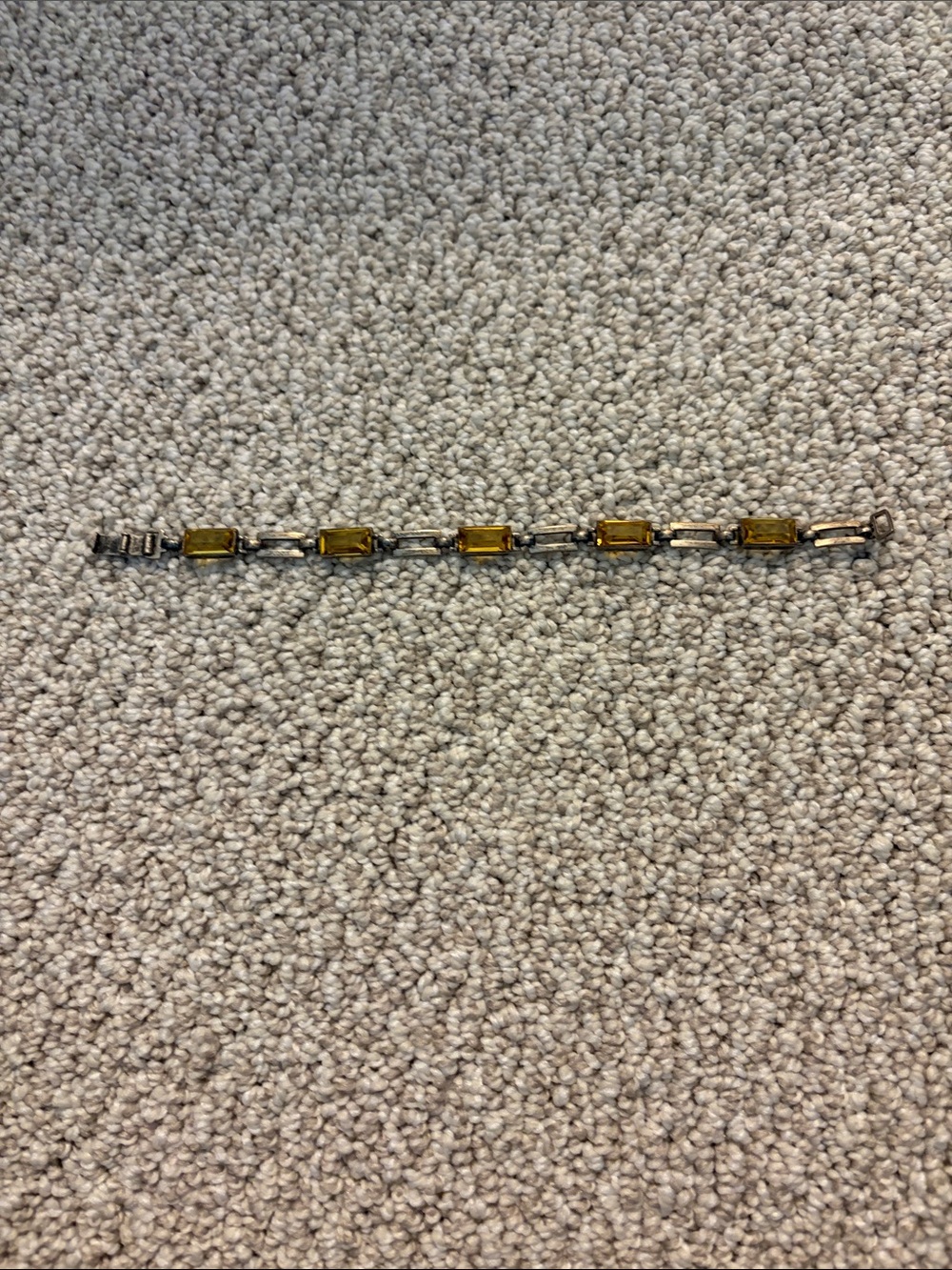 Silver Bracelet with Amber Yellow Gemstones - Women Jewelry
